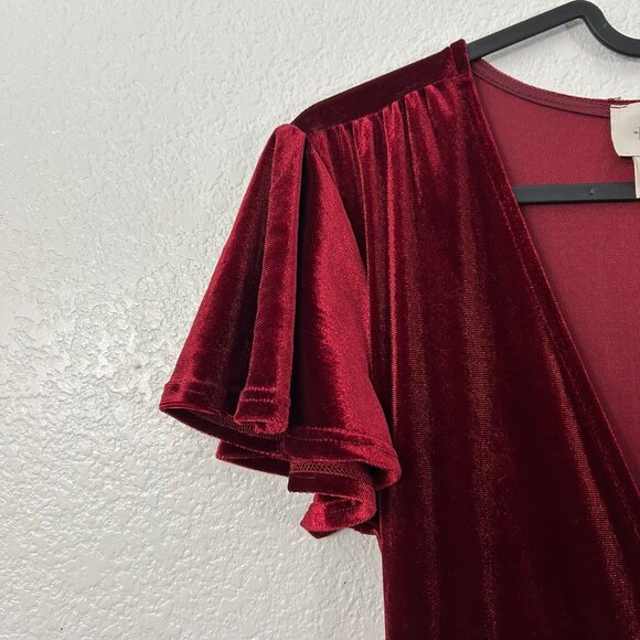 Anthropologie BHLDN Thrive Crushed Velvet Velour True Wrap Midi Dress - Picture 5 of 7